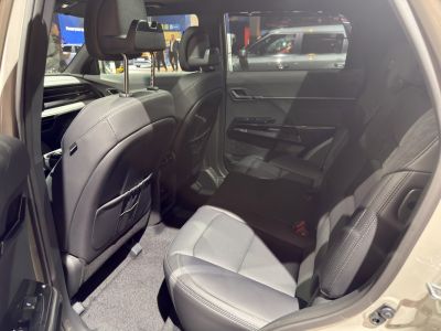 Rear seat interior with leather upholstery and ample legroom