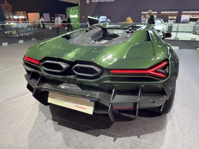 Rear view with twin hexagonal exhausts and sharp LED tail lights