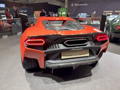 Aggressive rear design with LED taillights and exposed engine bay