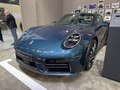 Close-up front view with LED headlights and aerodynamic bumper