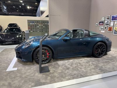 Modern sportscar with targa roof and black alloy wheels