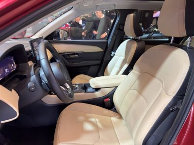Beige leather seats and modern dashboard interior