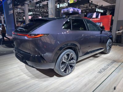 Sleek electric SUV rear and side design with aerodynamic shape and modern tail lights