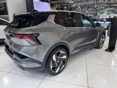 Rear design and futuristic wheels of a modern electric SUV