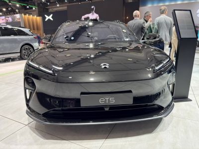 Close-up of sleek front fascia with modern headlights