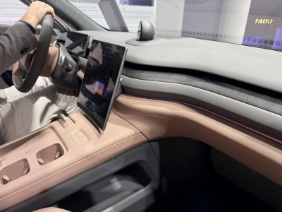 Large central touchscreen and modern dashboard design in vehicle interior