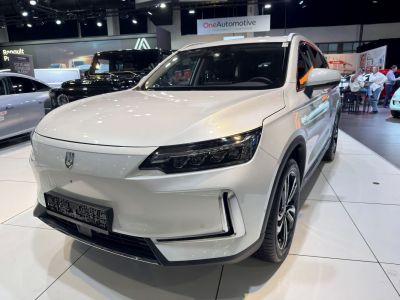 Front view showing sleek LED headlights and aerodynamic lines