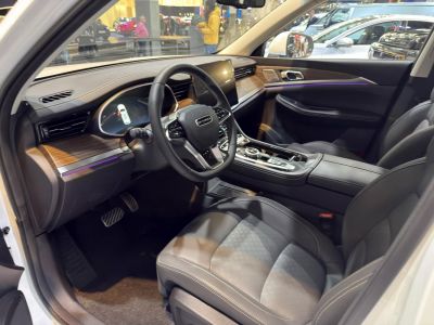 Modern dashboard and steering wheel with digital instrument cluster