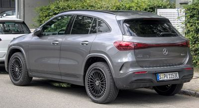 Rear side view of an SUV with distinct taillights and modern wheels