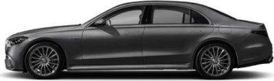 Side profile of luxury sedan with sleek design and alloy wheels