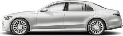 Side profile of a luxury sedan with elegant multi-spoke alloy wheels