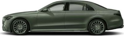 Side profile of a modern luxury sedan with smooth lines and alloy wheels