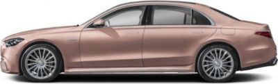Elongated luxury sedan side profile with detailed alloy wheels