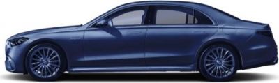 Sleek luxury sedan side profile with aerodynamic design and multi-spoke alloy wheels