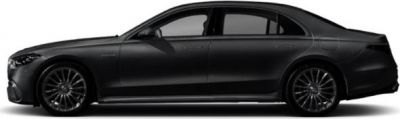 Side profile of luxury sedan with long wheelbase and sporty wheels.