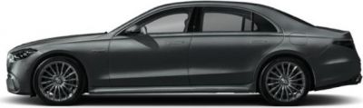 Side profile of luxury long wheelbase sedan with large alloy wheels and sleek design