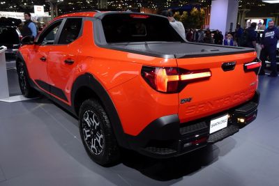 Rear view with LED taillights and tonneau cover on pickup truck
