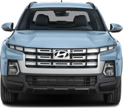Bold grille and modern headlights of 2025 pickup front view