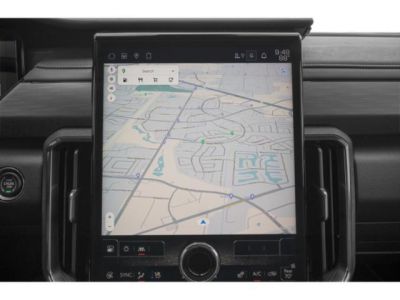 Advanced infotainment navigation display with digital map.