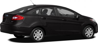 Side and rear profile of black sedan with rear lights and alloy wheels