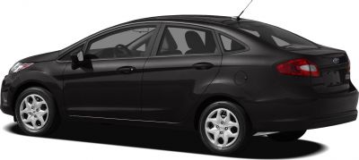 Side profile of compact sedan with alloy wheels and sleek rear design