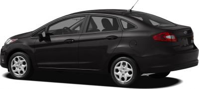 Black four-door sedan with aerodynamic shape and compact design