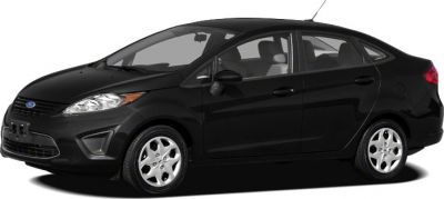 Black four-door compact sedan with alloy wheels