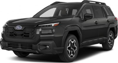 Bold front grille and roof rails on a sleek black SUV