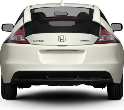 Rear hatch and hybrid badge of a compact hybrid hatchback