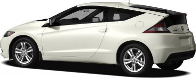 Side profile of compact hybrid coupe with alloy wheels