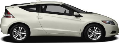 Side profile of compact 3-door hybrid hatchback with alloy wheels.