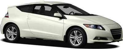 Front-side view of compact hybrid hatchback with alloy wheels