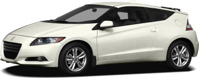 Side view of hybrid compact coupe with sleek, aerodynamic design