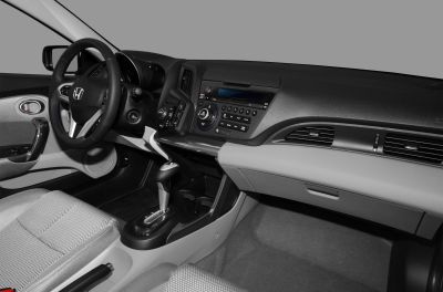 Dashboard, steering wheel, and center console of a car interior