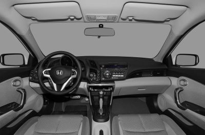 Dashboard, steering wheel, and center console interior view