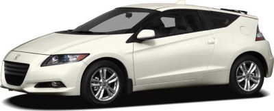 Front side view of a white sporty compact hatchback with alloy wheels