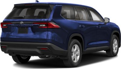 Rear view of a modern SUV with sleek taillights and sculpted body lines