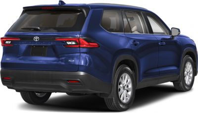 SUV rear view with distinct taillights and large rear window