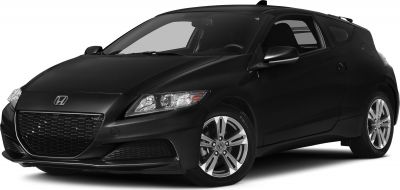 Front side view of black sporty compact hatchback with modern headlights.
