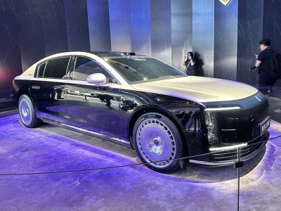 Luxury sedan with sleek design and two-tone exterior