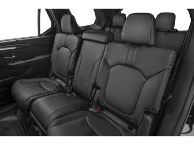 Black leather rear seats with headrests and spacious SUV interior