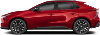 Side profile of a sleek electric SUV with sharp lines and alloy wheels.