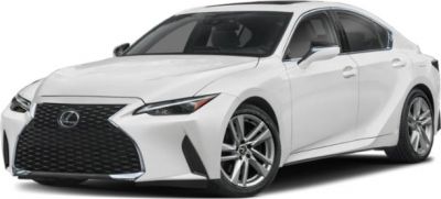 Front view of sleek sports sedan with spindle grille and LED headlights