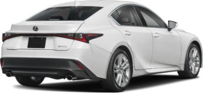 Rear view of sleek sedan with sharp taillights and dual exhaust tips