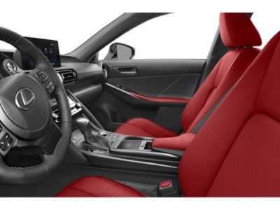 Red seats with modern dashboard and center console