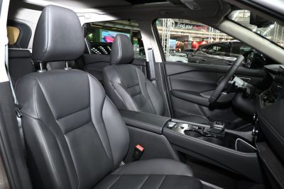 Modern front seats and dashboard interior view