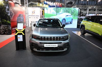 Front view of modern SUV with distinctive grille and headlights