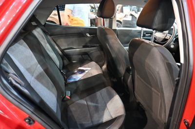 Rear seating area with modern two-tone upholstery and spacious legroom