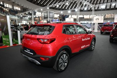 Rear-side view of compact SUV with modern taillights and alloy wheels