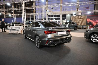 Rear view of a modern sedan with distinctive taillights and sleek design